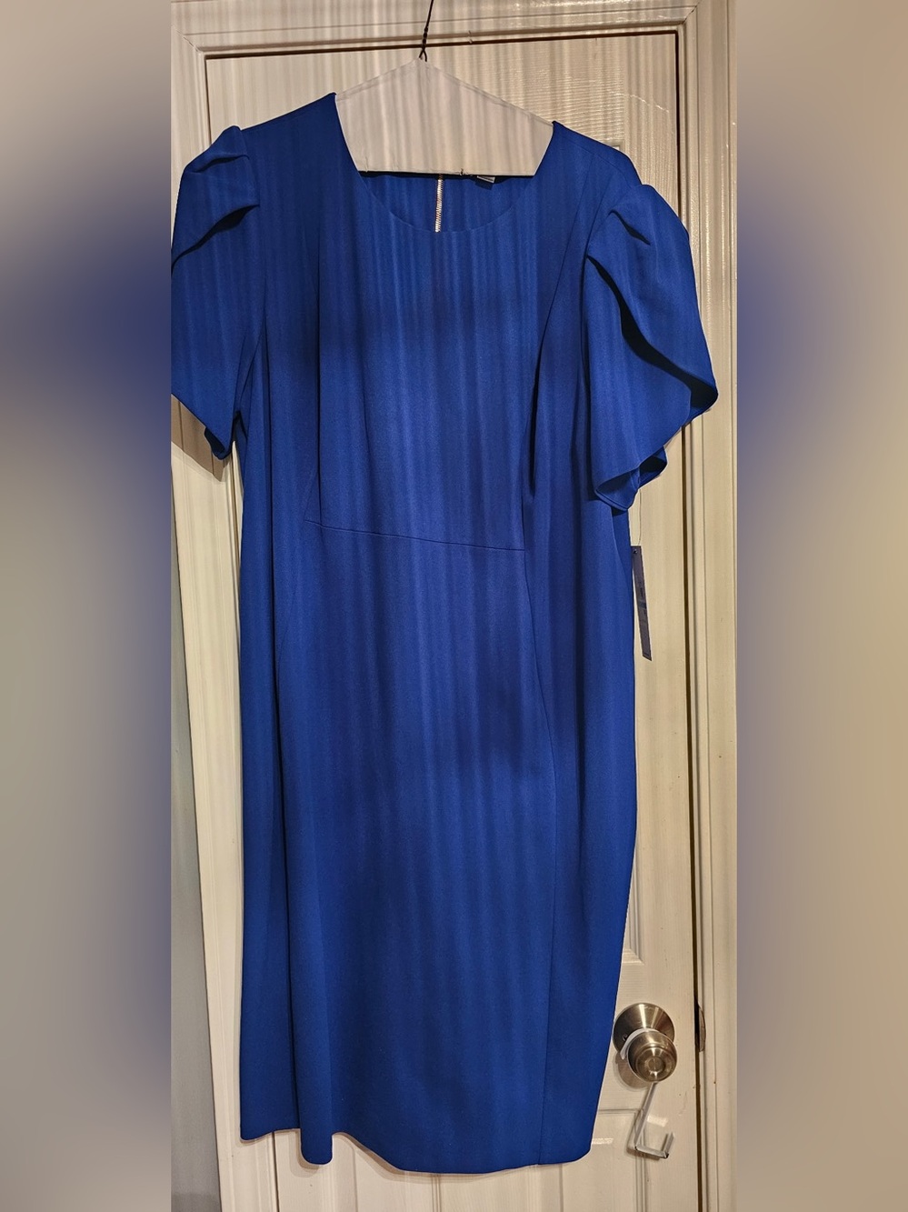 Calvin Klein Royal Blue Midi Dress with Flutter Sleeves